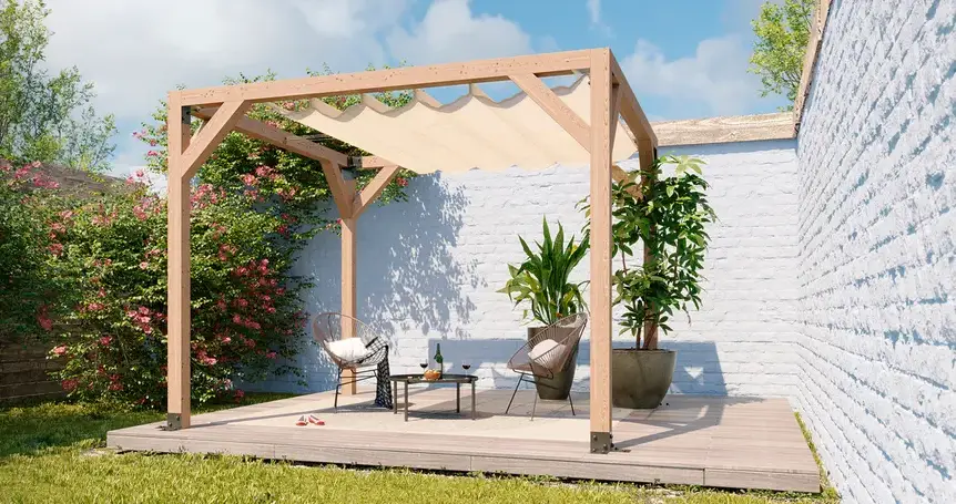 pergola met harmonicadoek douglas