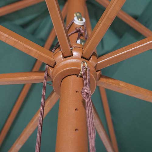 houtstok parasol 3m groen detail