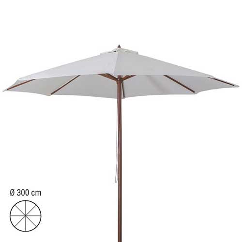 houtstok parasol 3m ecru