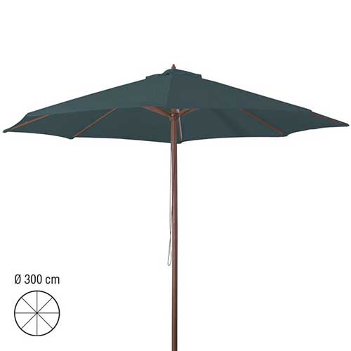 houtstok parasol 3m groen