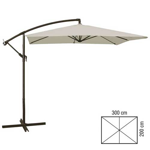 Andes Verplaatsbaar bende Zweefparasol 3x2m aluminium | Schaduwdoekkeuze.nl