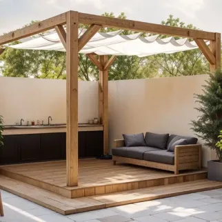 Pergola Clio 324x524 cm met harmonicadoek