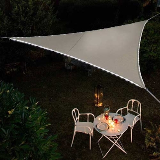 Schaduwdoek waterdicht met LED strip 3x3x3m Taupe