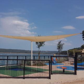 Zonnezeil 3,5x3,5x4,95m 160gr 90° zand waterdicht