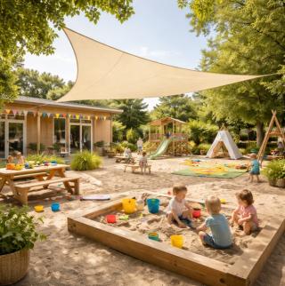 Zonnezeil 2,5x2,5x3,5m 160gr 90° zand waterdicht