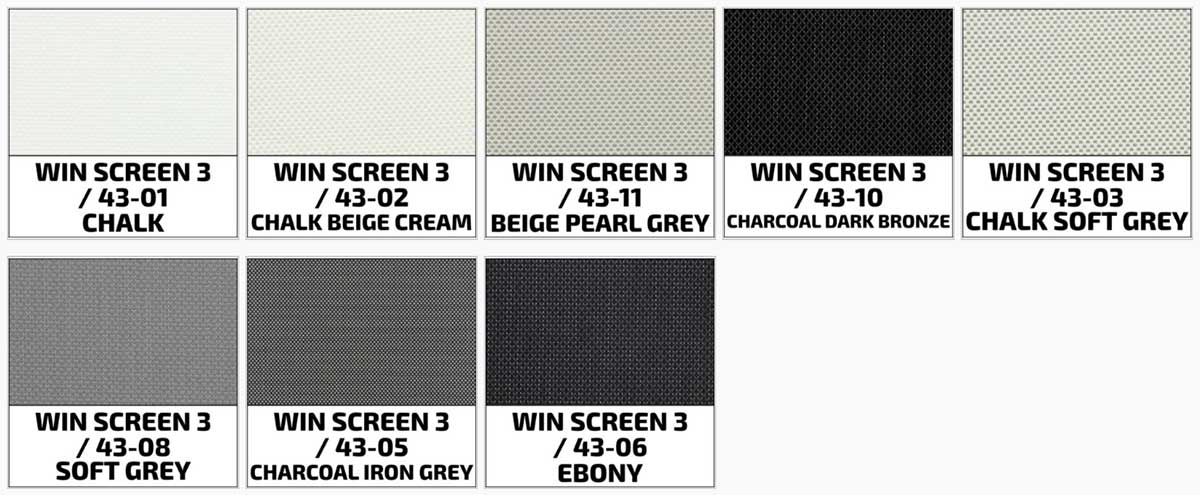 zipscreen winscreen 3% kleuren